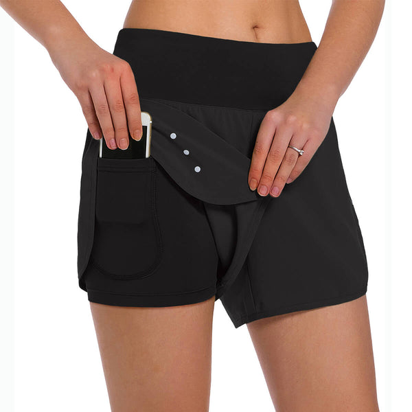 Women's 2 in 1 Running Shorts with Phone Pockets